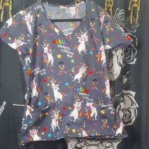 Unicorn autism scrub top